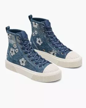 Высокие кроссовки из денима с пайетками Daisy Marc Jacobs, цвет Vintage Indigo