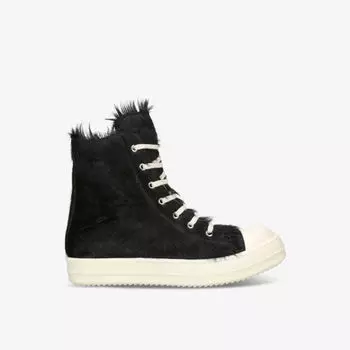 Высокие кроссовки из конского волоса на зубчатой подошве Rick Owens, черный