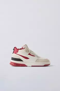 Высокие кроссовки из многочастей ZARA, красный