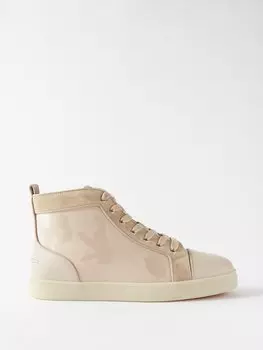 Высокие кроссовки louis orlato из жаккардового цвета с камуфляжным принтом Christian Louboutin, бежевый