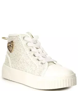 Высокие кроссовки MICHAEL Michael Kors Girls' Skate Glitter Split 3 (Молодежные), белый