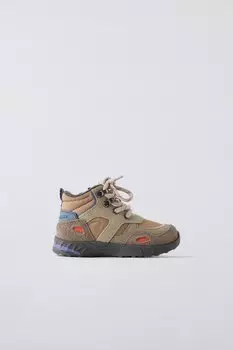 Высокие кроссовки mountain ZARA, песочно-коричневый