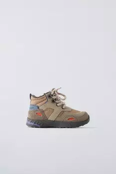 Высокие кроссовки mountain ZARA, песочно-коричневый