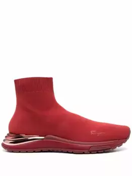 Высокие кроссовки-носки Ferragamo, красный