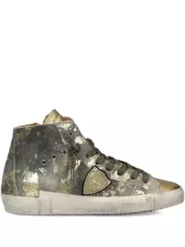 Высокие кроссовки с эффектом металлик Philippe Model Paris, золотой
