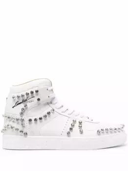 Высокие кроссовки с кристаллами Philipp Plein, белый