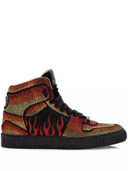 Высокие кроссовки с кристаллами Philipp Plein, черный