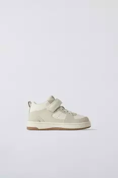 Высокие кроссовки с липучкой ZARA, белый