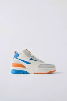 Высокие кроссовки с отделкой ZARA, оранжевый