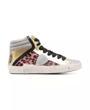 Высокие кроссовки с животным принтом Philippe Model, серый