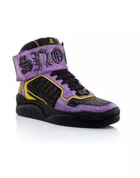 Высокие кроссовки Snoop Dog Philipp Plein, цвет Purple + Yellow