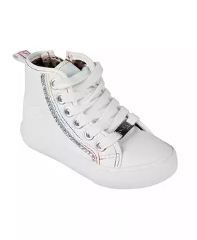 Высокие кроссовки со стразами для маленьких девочек Bebe, белый