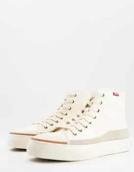 Высокие квадратные кроссовки Levi's из смеси замши кремового цвета с логотипом на язычке