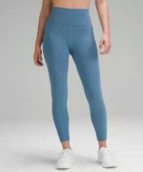 Высокие леггинсы с карманами Wunder Train Lululemon, синий