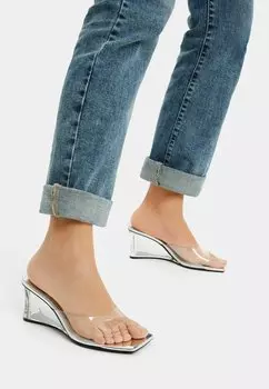 Высокие мюли Bershka, цвет transparent