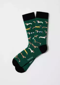 Высокие носки унисекс из органического хлопка зеленого цвета Besocks, цвет Verde Militar