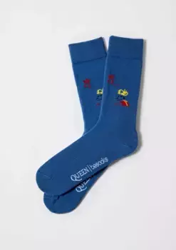 Высокие носки унисекс Queen из органического хлопка синего цвета Besocks, синий