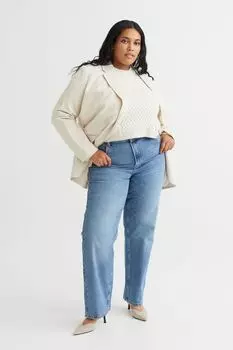 Высокие прямые джинсы H&amp;M+ в стиле 90-х, синий деним