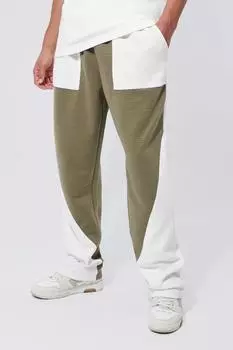 Высокие прямые джоггеры color block Boohoo, хаки