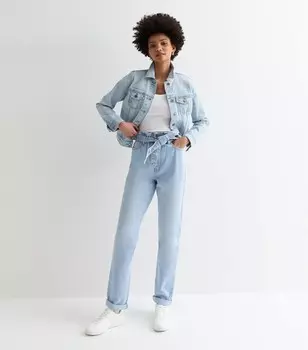 Высокие ярко-синие зауженные джинсы Dayna с высокой талией в бумажном пакете New Look, ярко-синий