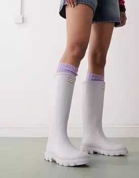 Высокие резиновые сапоги Hunter Downpour светло-серого цвета