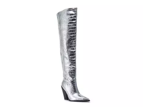 Высокие сапоги Azalea Wang Grissel, серебристый металлик