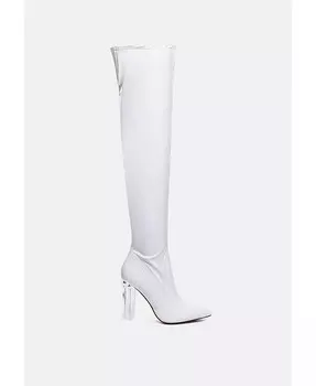 Высокие сапоги до бедра Noire из лакированного полиуретана London Rag, белый