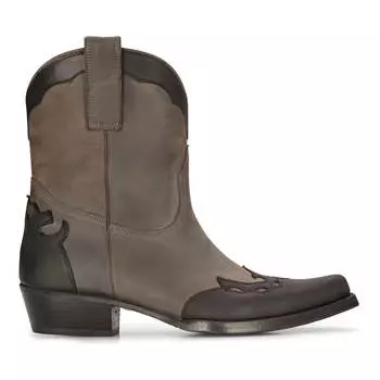 Высокие сапоги в стиле вестерн из натуральной кожи с острым носком Etor, черный