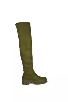 Высокие сапоги выше колена на плоской массивной подошве 'Rosalia' XY London, зеленый