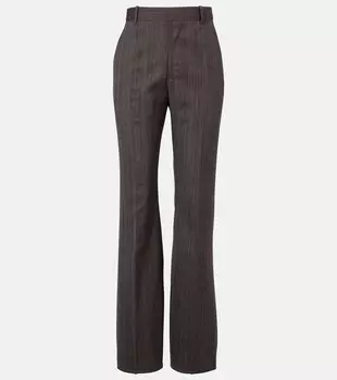 Высокие шерстяные расклешённые брюки Bottega Veneta, Grey/Brown Melange