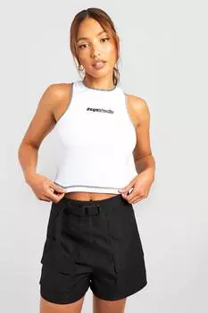 Высокие шорты с поясом Boohoo, черный
