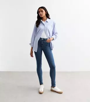 Высокие синие джинсы скинни Amie со средней посадкой New Look, синий