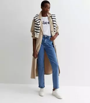 Высокие синие прямые джинсы Hannah с защипами до щиколотки New Look, синий