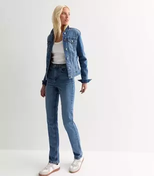 Высокие синие узкие джинсы из эластичного денима New Look, синий