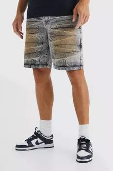 Высокие средние джинсовые шорты dirt wash Boohoo, серый