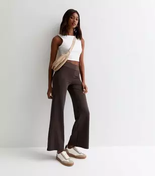 Высокие темно-коричневые широкие леггинсы New Look, темно-коричневый