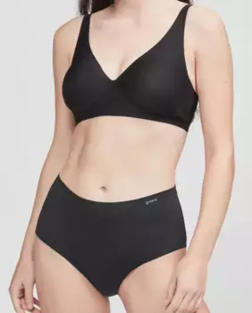 Высокие трусики из кружева и микрофибры, вырезанные лазером Gisela, черный