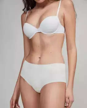 Высокие трусики из кружева и микрофибры, вырезанные лазером Gisela, белый