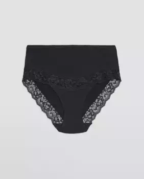 Высокие трусики из натурального хлопка с кружевными деталями Ysabel Mora, черный