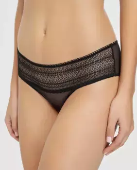 Высокие трусики Mesh Dkny с вышивкой по кайме, черный