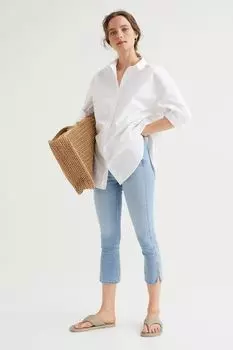 Высокие укороченные джинсы скинни H&amp;M, светло-голубой деним
