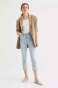 Высокие укороченные джинсы скинни H&amp;M, светло-голубой деним