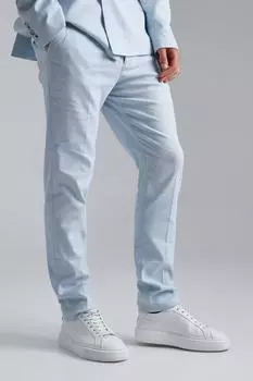 Высокие узкие льняные брюки Boohoo, синий