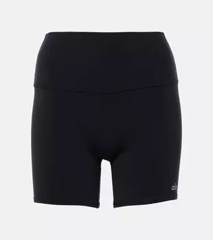 Высокие велосипедные шорты с аэрографией Alo Yoga, черный