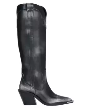 Высокие винтажные ковбойские сапоги из итальянской натуральной кожи. Estro, черный