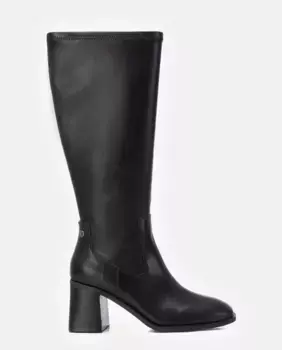 Высокие женские сапоги на широком каблуке и застежке-молнии Xti, черный