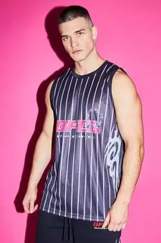 Высокий баскетбольный жилет ofcl в тонную полоску Boohoo, черный