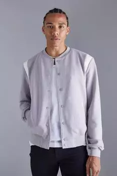 Высокий бомбер из замши Boohoo, серый