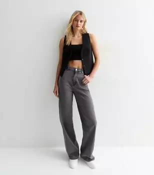 Высокий черный топ на пуговицах спереди New Look, черный