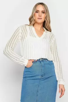 Высокий комбинезон с воротником и отделкой связанной крючком Long Tall Sally, бежевый